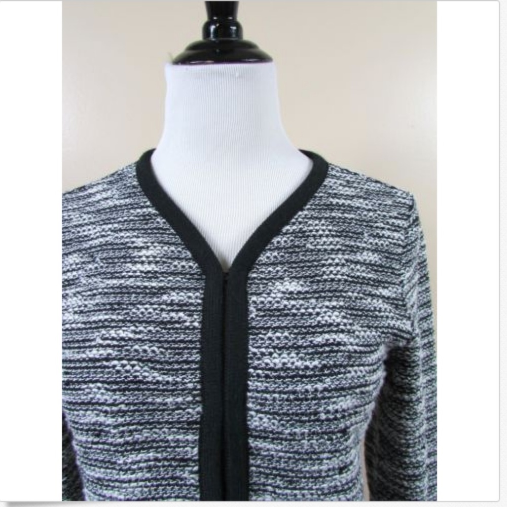 J Crew Black White Boucle Sweater Jacket - Picture 2 of 8
